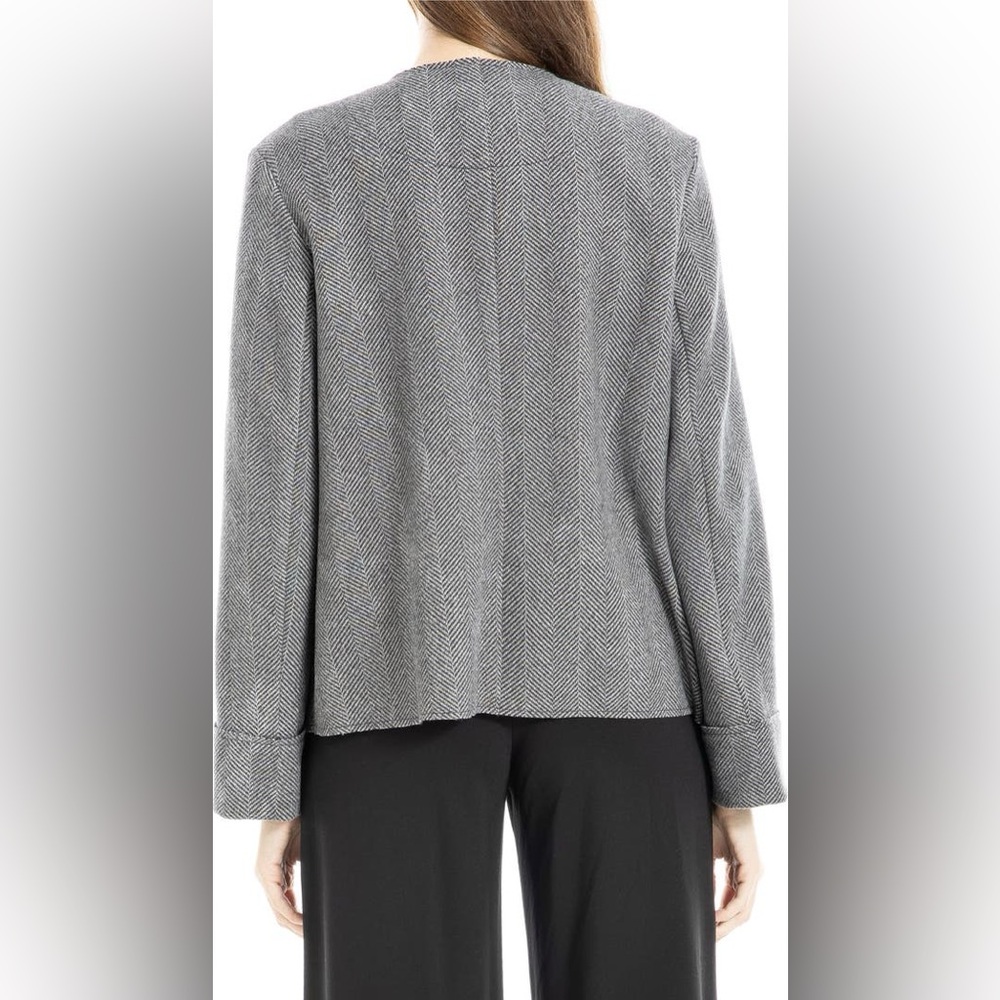 Max Studio Collarless Herringbone Jacket Size S W… - image 3